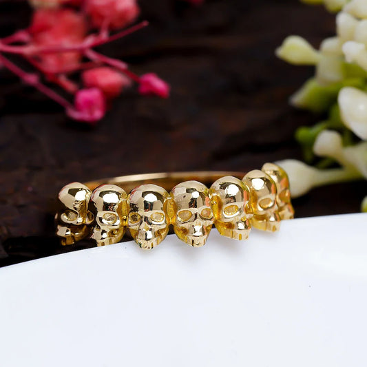 Gold Skull Head Handmade Ring