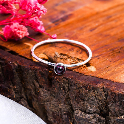 Garnet Gemstone Handcrafted Statement Minimalist Ring