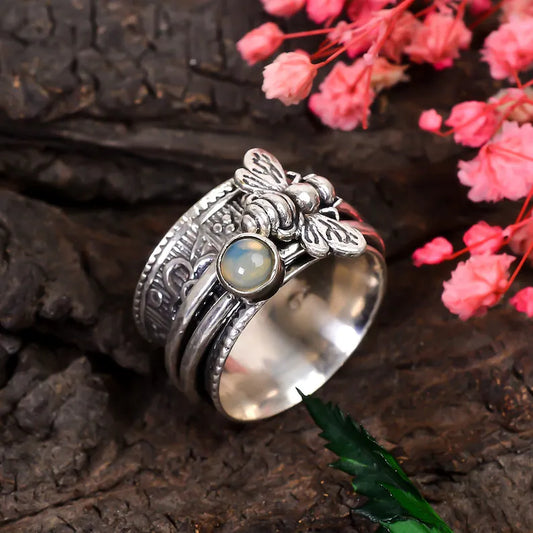 Opal Gemstone Spinner Honeybee Ring