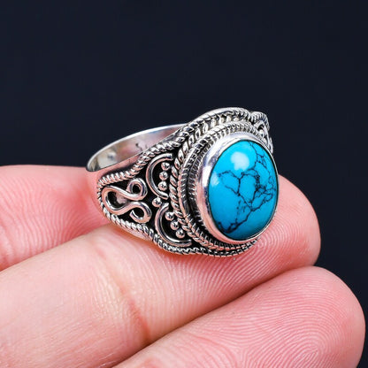 Natural Turquoise Gemstone Handmade Signet Ring