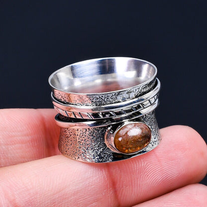 Spinner Meditation Sunstone Ring