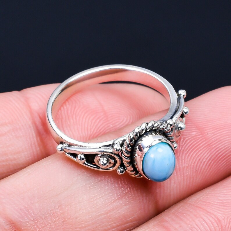 Larimar Gemstone Handcrafted Birthstone Promise Ring