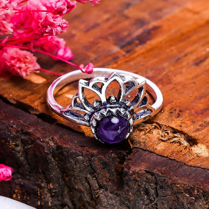 Amethyst Gemstone Handcrafted Statement Ring