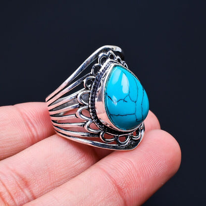 Natural Turquoise December Birthstone Handcrafted Statement  Ring