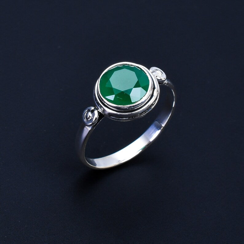Gemstone Green Onyx Handmade Birthstone Ring