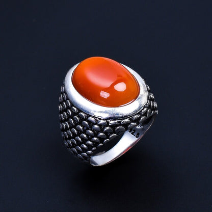 Carnelian Gemstone Large Stone Signet Handcrafted Ring