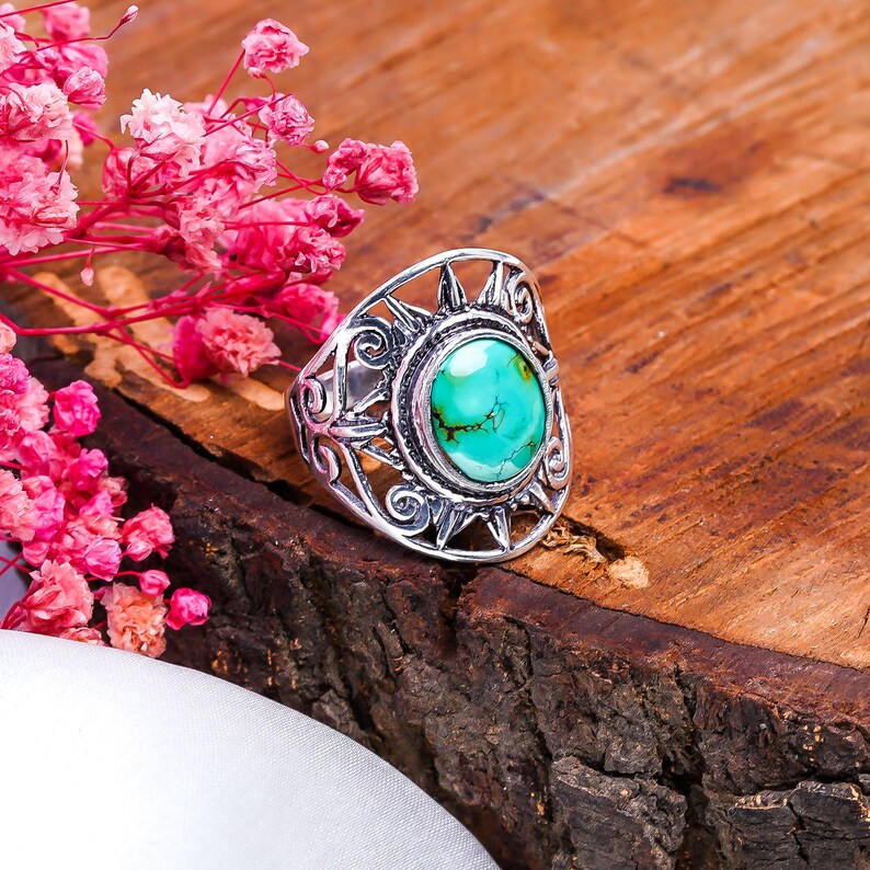 Natural Turquoise December Birthstone Signet Ring