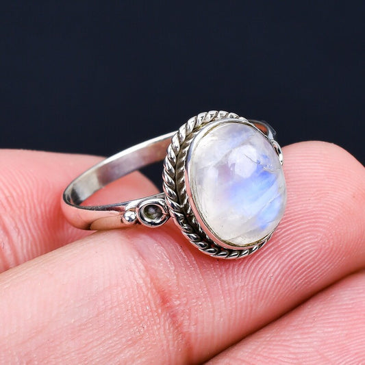 Rainbow Moonstone Handmade Promise Ring