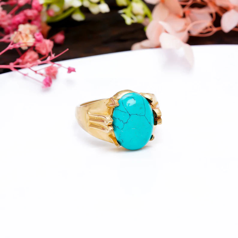 Turquoise Gemstone Birthstone Handcrfated Ring