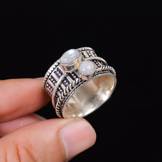 Spinner Rainbow Moonstone Fidget Ring