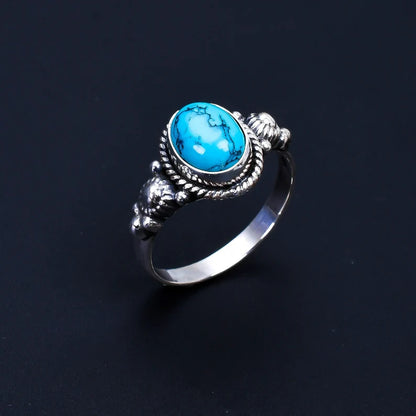 Oval Turquoise Birthstone Handmade Ring