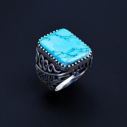 Turquoise Statement Rectangle Gemstone Handcrafted Ring