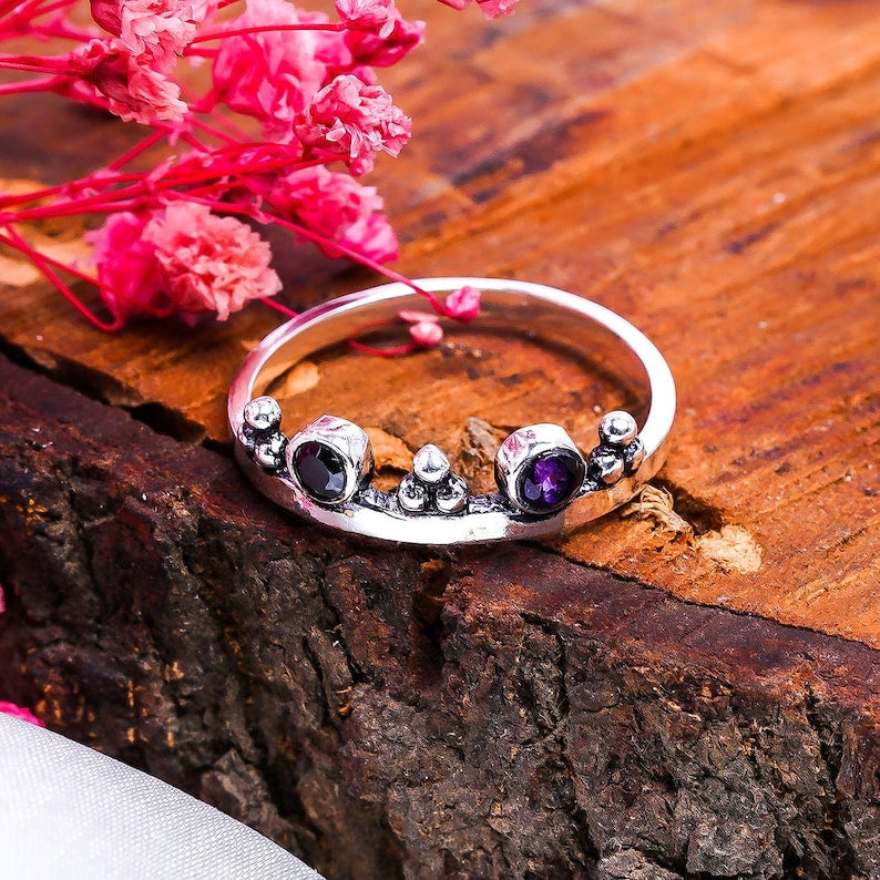 Amethyst Gemstone  Handcrafted Statement Ring