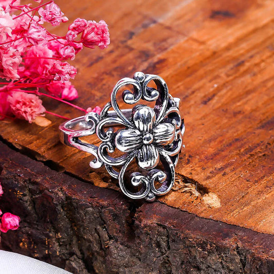 Flower Shaped Handcrafted Signet Minimalist Ring