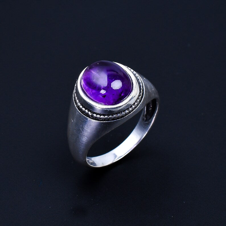 Gemstone Handmade Amethyst Birthstone Statement Ring