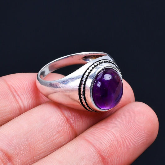 Gemstone Handmade Amethyst Birthstone Statement Ring