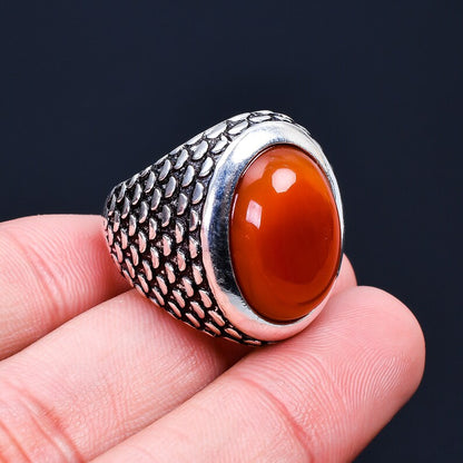 Carnelian Gemstone Large Stone Signet Handcrafted Ring