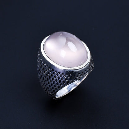 Rose Quartz Birthstone Gemstone Signet Ring