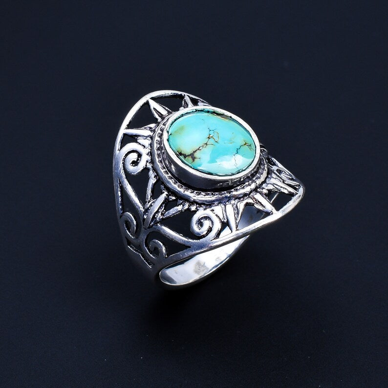 Natural Turquoise December Birthstone Signet Ring