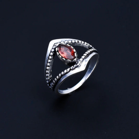 Garnet Statement Marquise Shaped Gemstone Ring