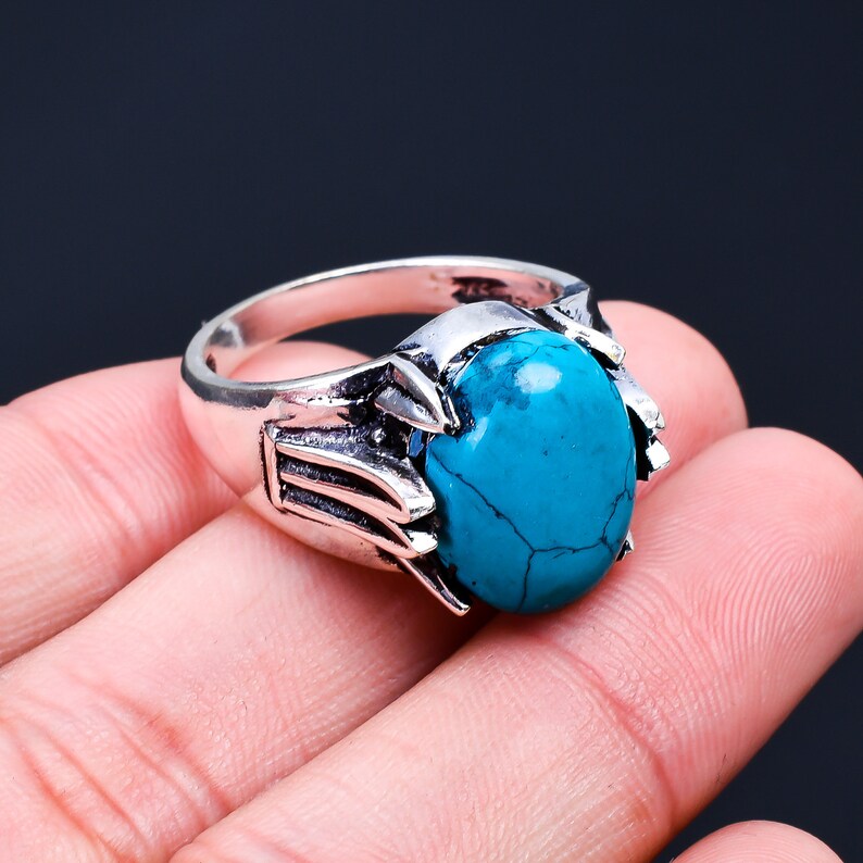 Turquoise Gemstone Birthstone Handcrfated Ring