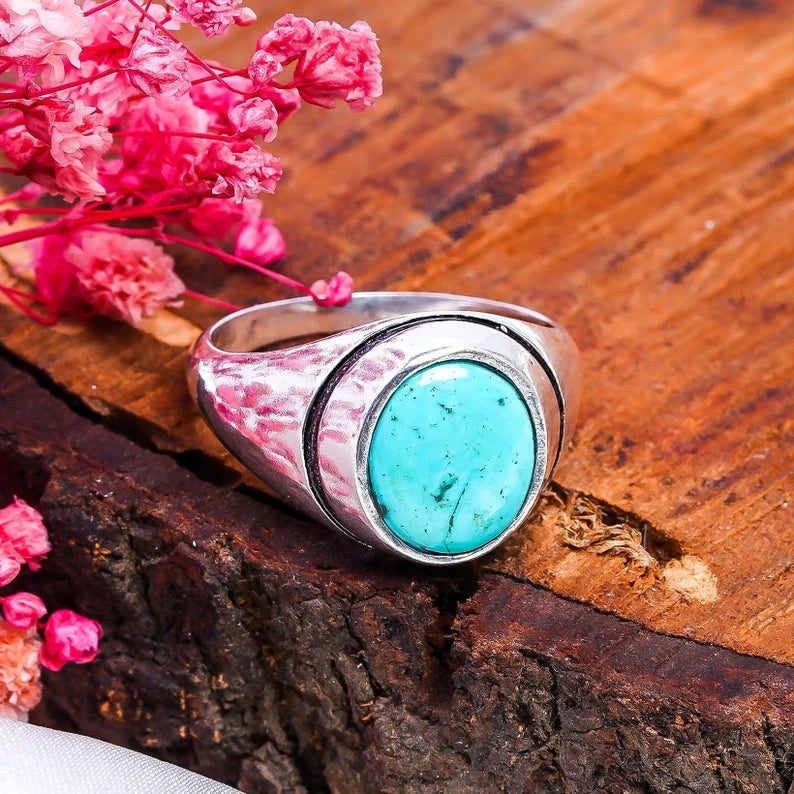 Natural Turquoise Birthstone Statement Ring