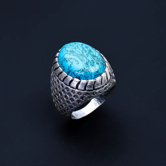 Natural Turquoise Gemstone Birthstone Statement Ring