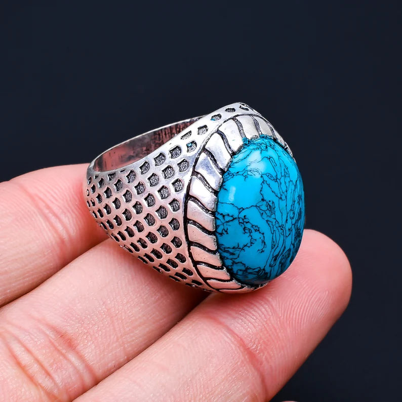 Natural Turquoise Gemstone Birthstone Statement Ring