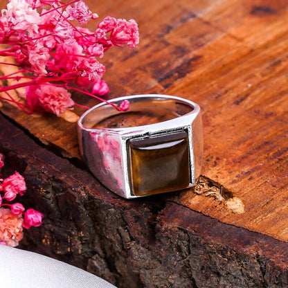 Tiger's Eye Gemstone Promise Statement Ring