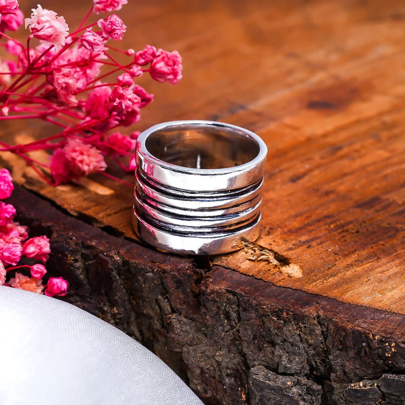 Wide Band Thumb Promise Handcrafted Band Ring