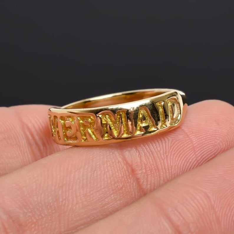 Mermaid Engraved Statement Eternity Band Ring