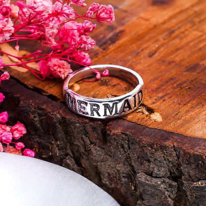 Mermaid Engraved Statement Eternity Band Ring