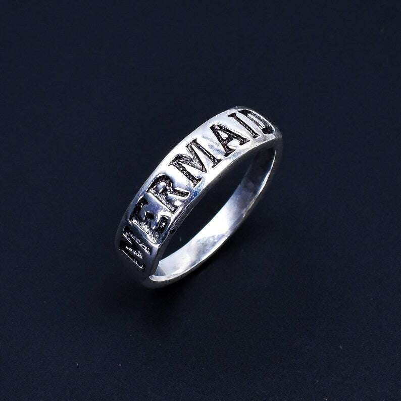 Mermaid Engraved Statement Eternity Band Ring