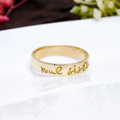 Soul Sister Engraved Statement Minimalist Handcrafted Ring