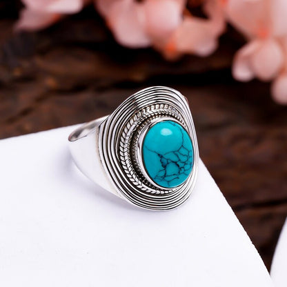 Turquoise Signet Handmade Promise Statement Ring