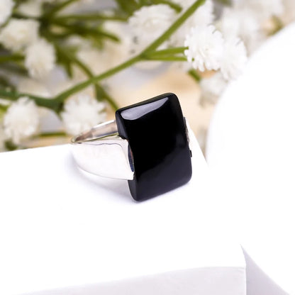 Black Onyx Handmade Gemstone Birthstone Ring