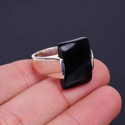 Black Onyx Handmade Gemstone Birthstone Ring