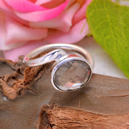 Crystal Quartz Handmade Statement Birthstone Ring