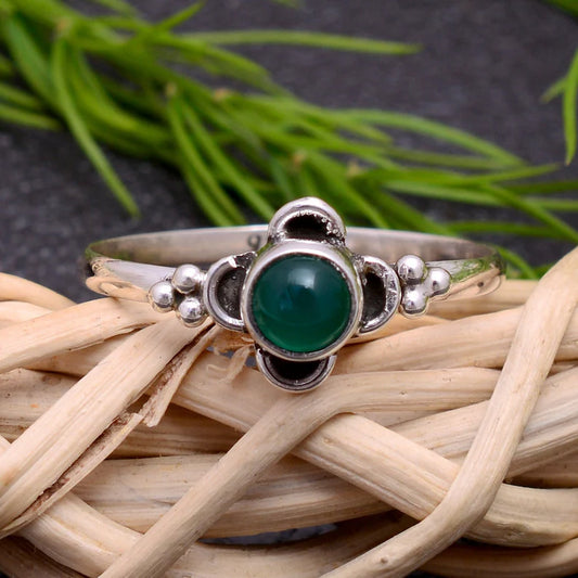Green Onyx Handmade Promise Statement Birthstone Ring