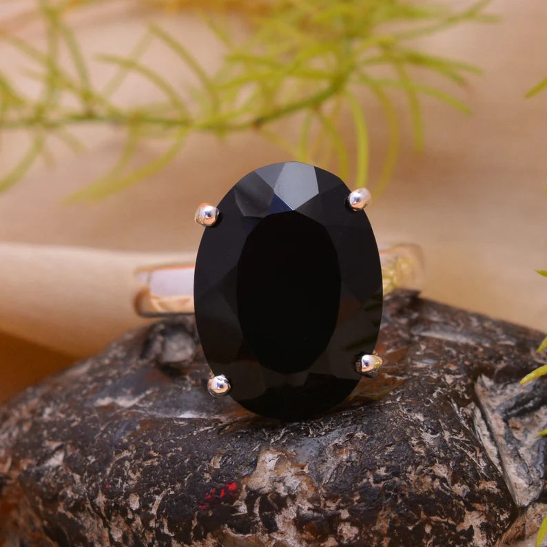 Black Onyx Gemstone Handmade Statement Ring