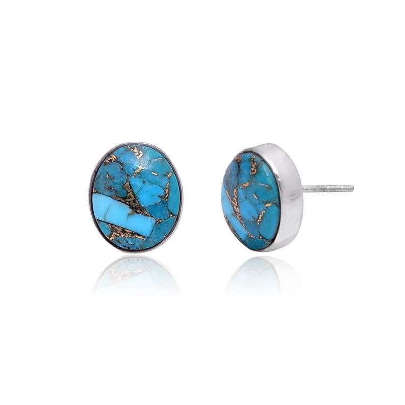 Turquoise Stud Birthstone Gemstone Handcrafted Earrings