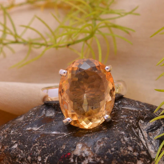 Natural Citrine Gemstone Statement Promise Ring