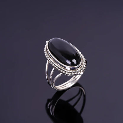 Black Onyx Handmade Birthstone Ring