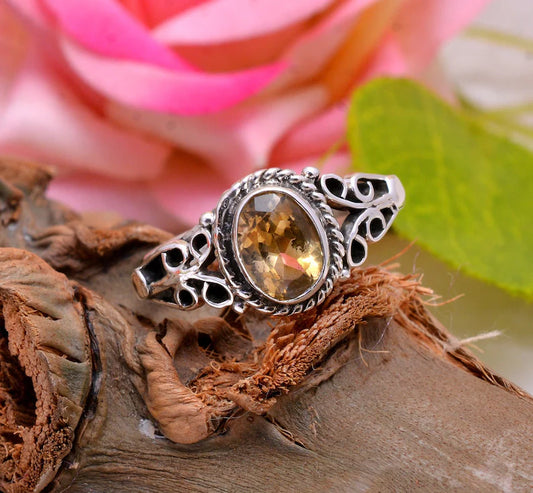 Natural Citrine Handmade November Birthstone Statement Ring