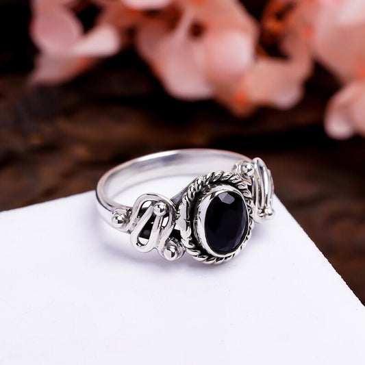 Black Onyx Handcrafted Statement Gemstone Ring