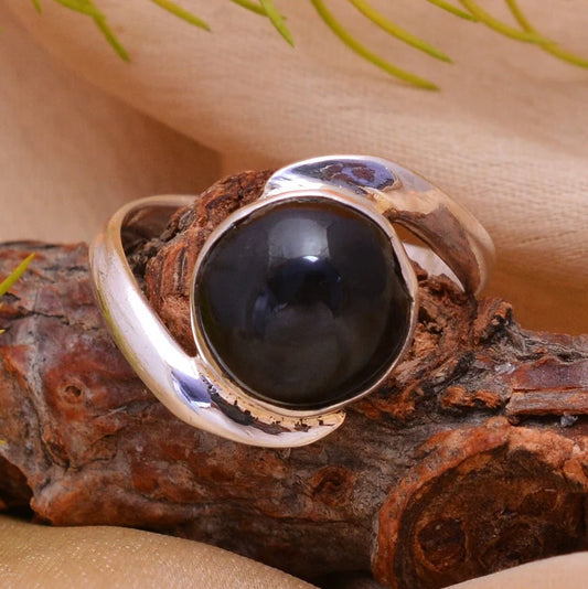 Black Onyx Birthstone Handcrafted Gemstone Ring