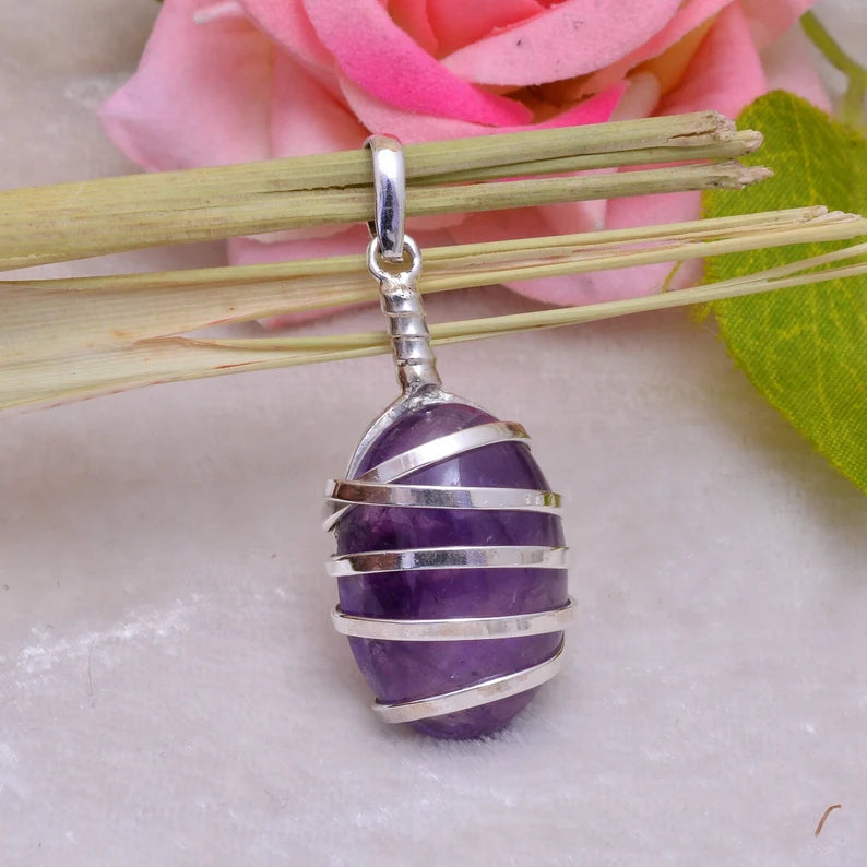 Amethyst Oval Shaped 925 Sterling Silver Pendant