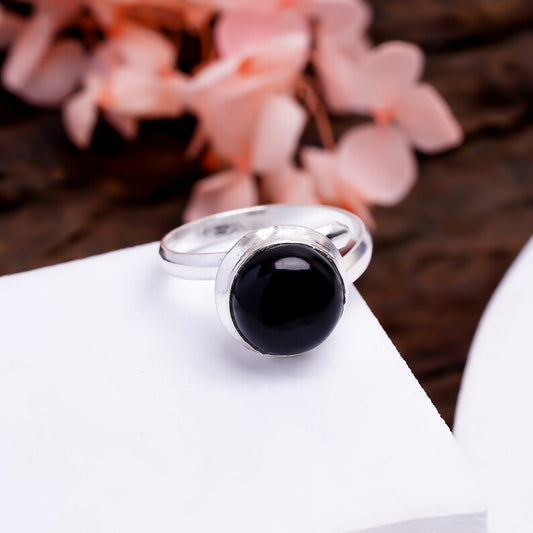 Black Onyx Handcrafted Birthstone Gemstone Ring