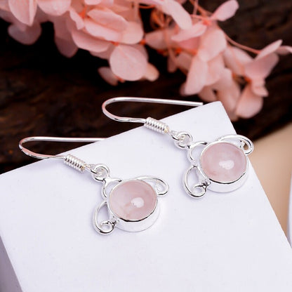 Rose Quartz Gemstone Handcrafted Drop Earrings
