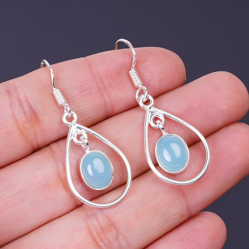 Aquamarine Dangling Handcrafted Drop Gemstone Earrings